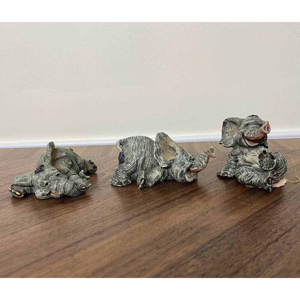 Baby Elephant Playful Collectors Resin Figurines VTG Edwin/ Ernest & Elden RARE
